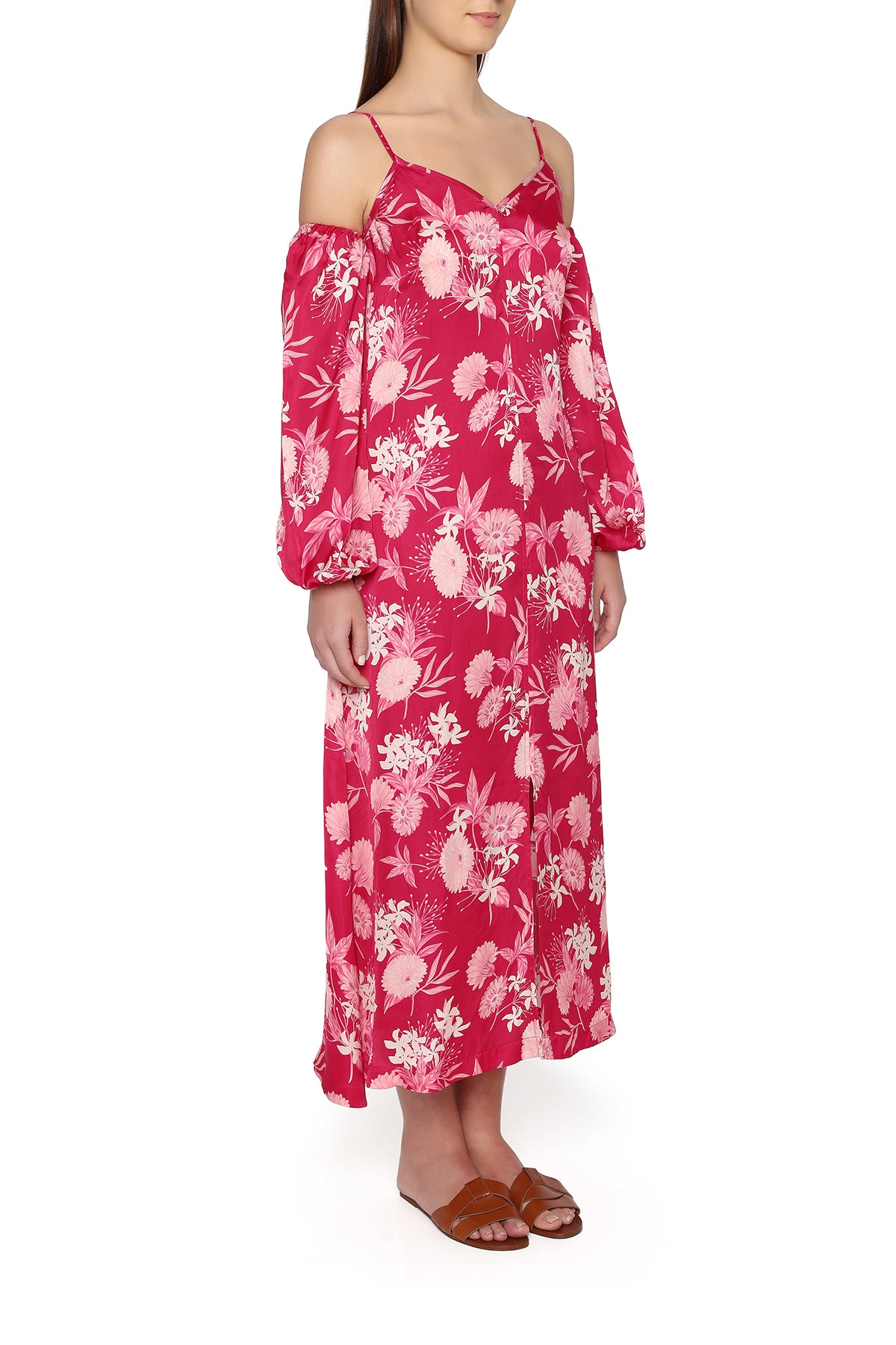 raspberry floral dress