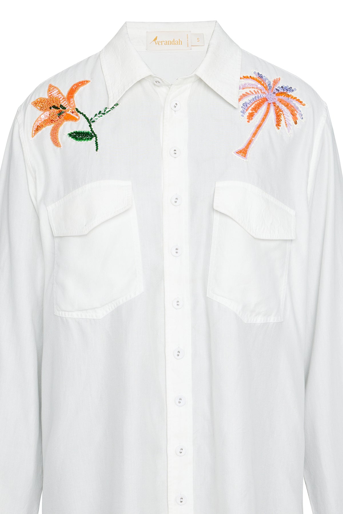 Goa Oversized Hand Applique Denim Shirt