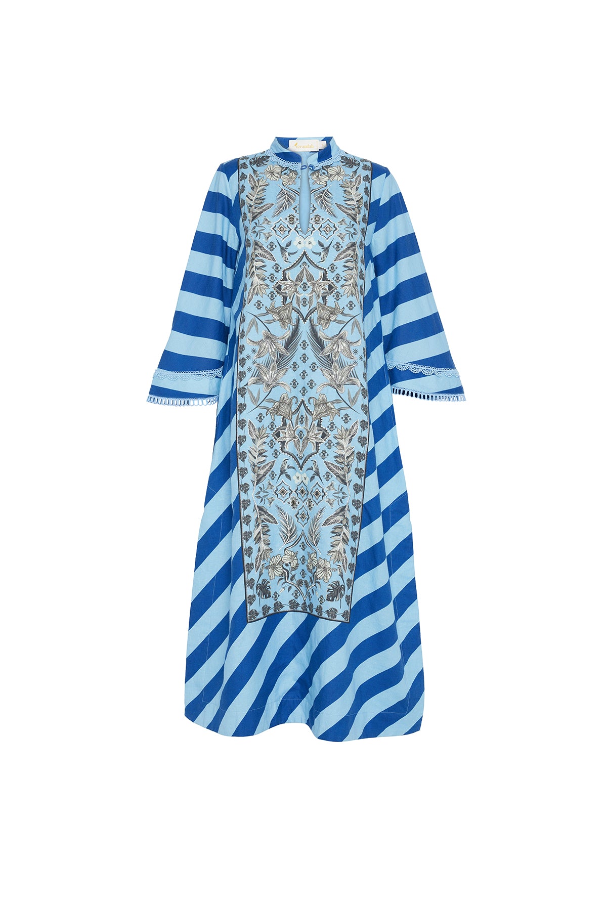 blue printed kaftan dress