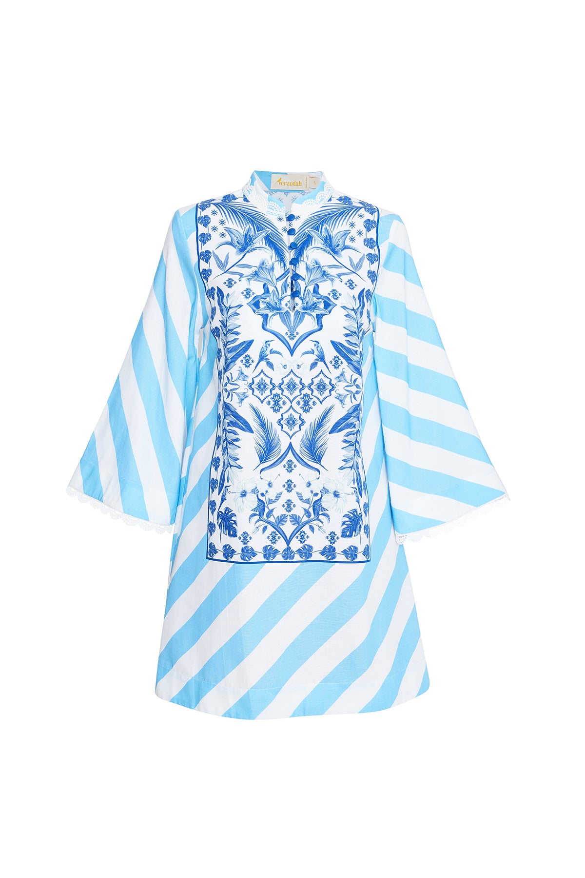 Cornflower Azulejos Mini Kaftan Dress