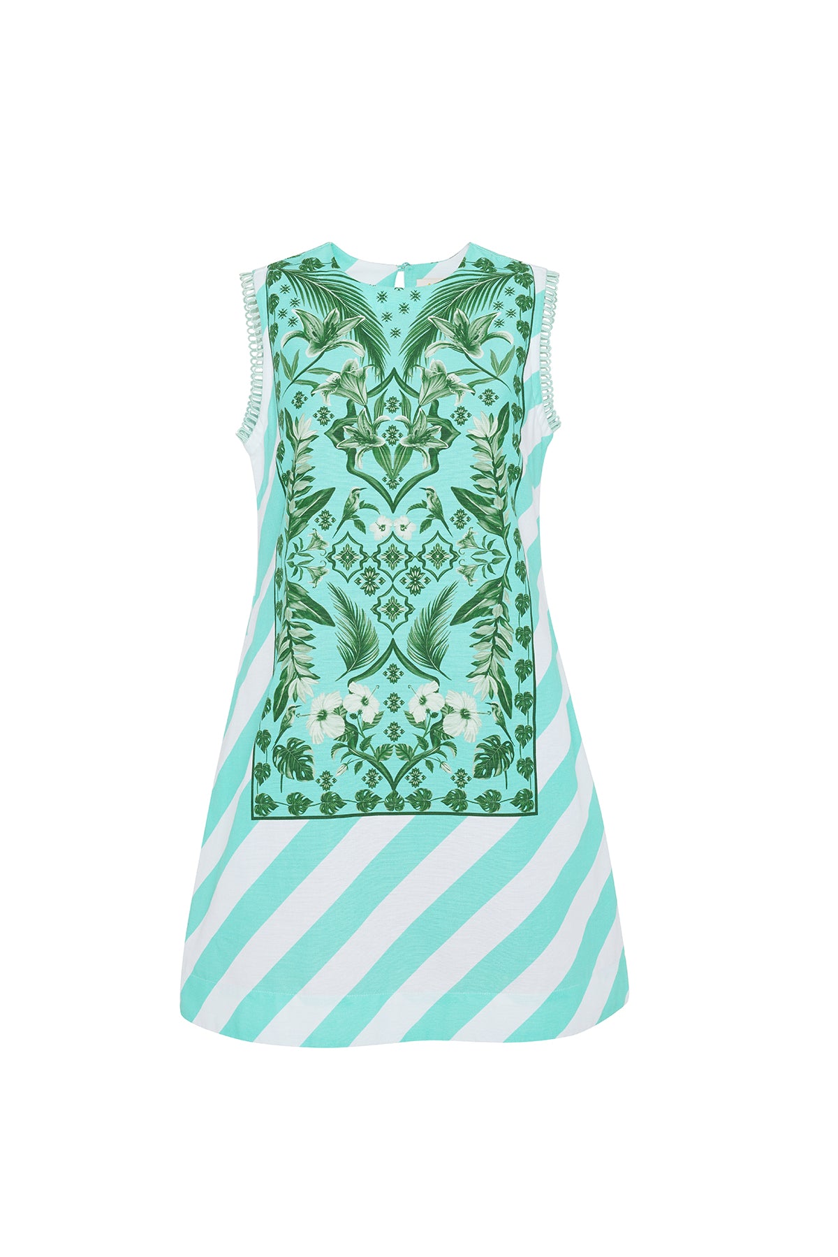 aqua green printed dress