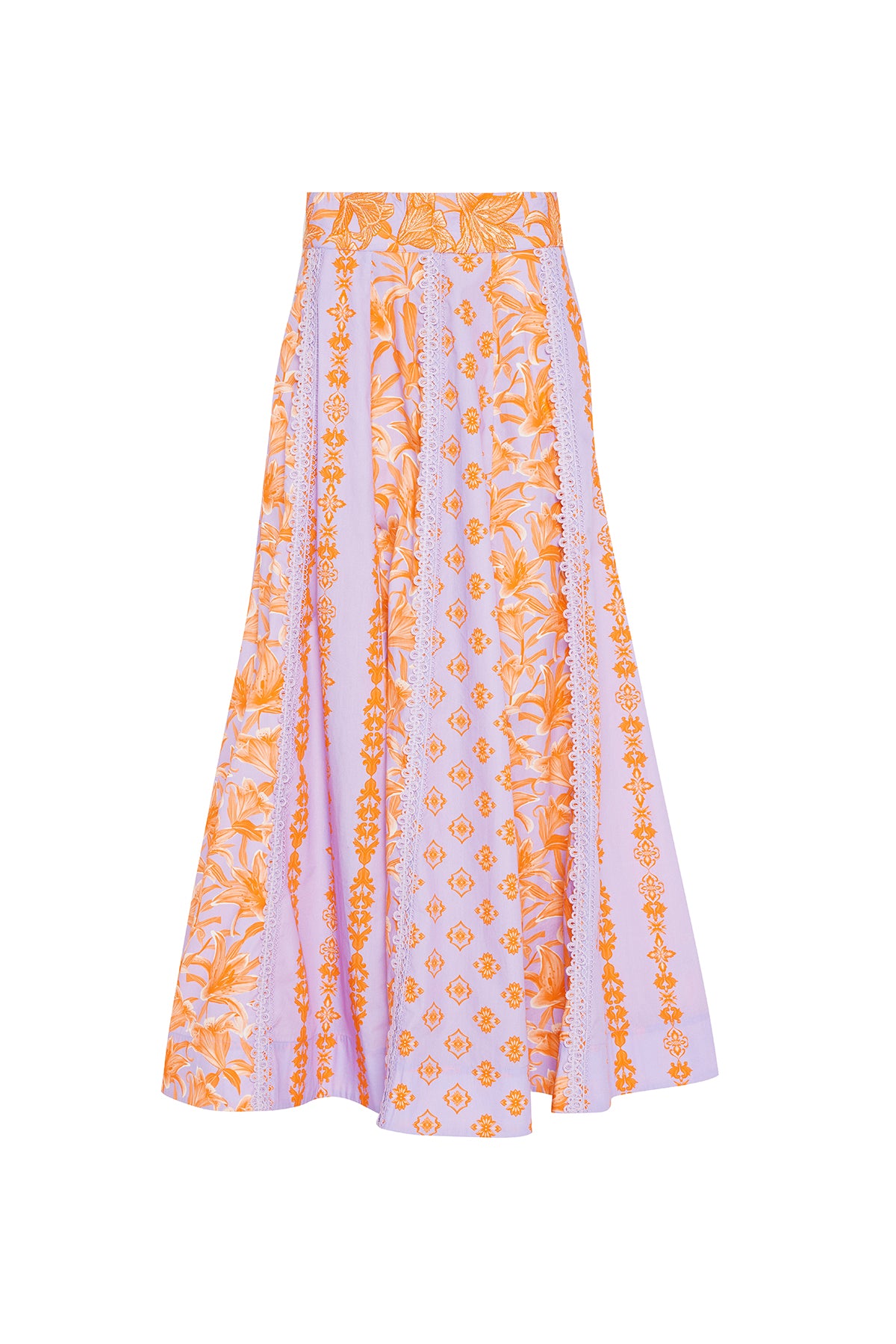 Hand Embroidered Paneled Maxi Skirt