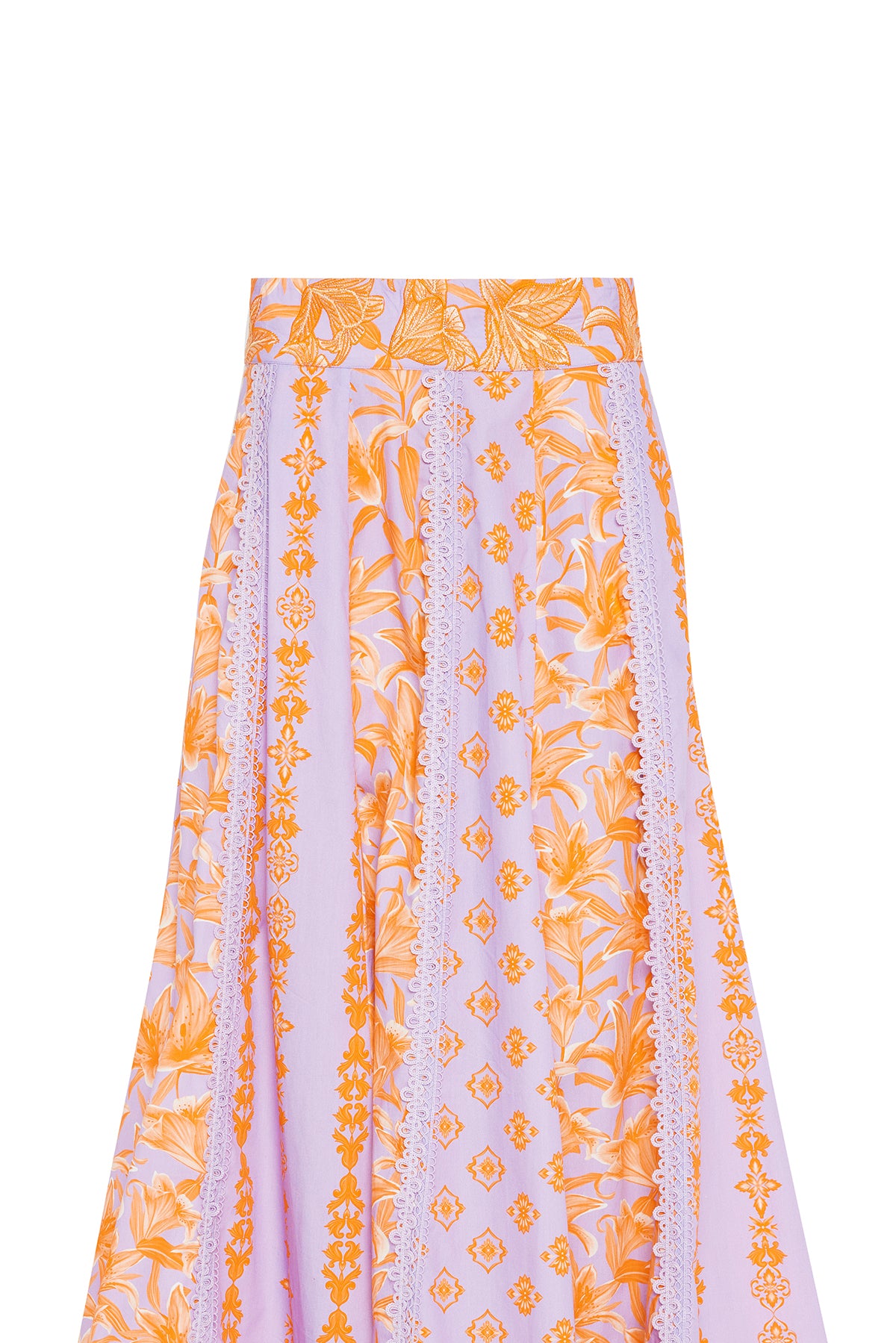 Hand Embroidered Paneled Maxi Skirt