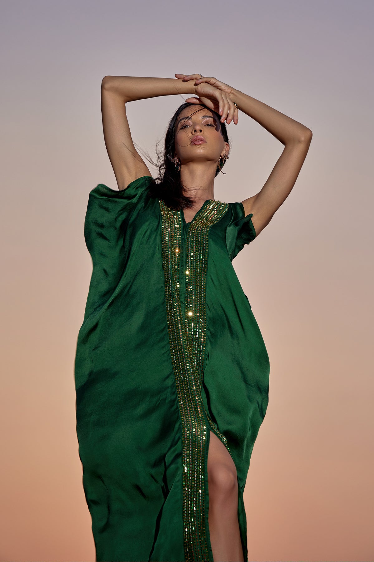 emerald green kaftan