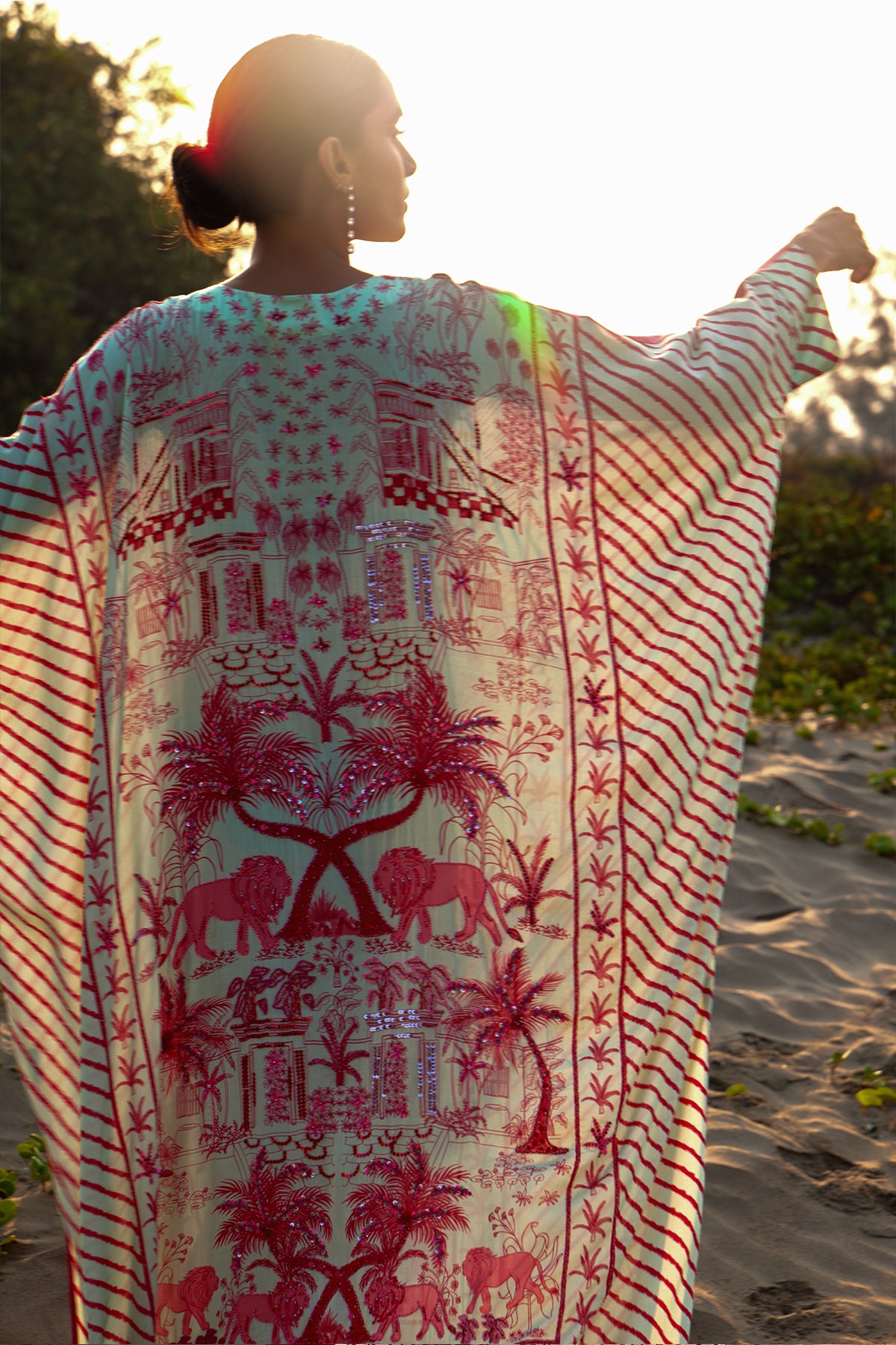 pink sri lanka printed kaftan