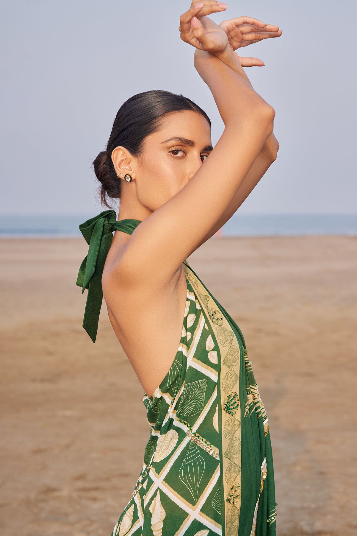 green palm and shells dress