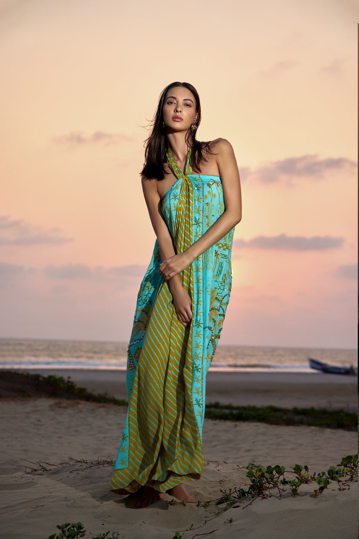 green and blue sri lanka dress