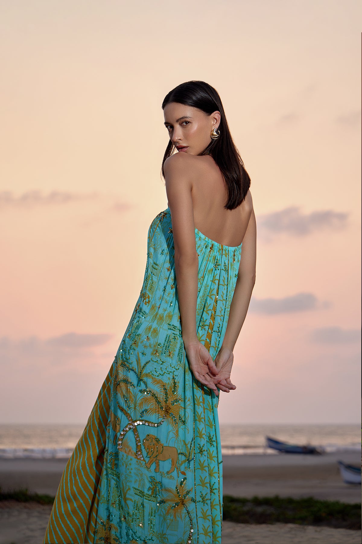 green and blue sri lanka dress