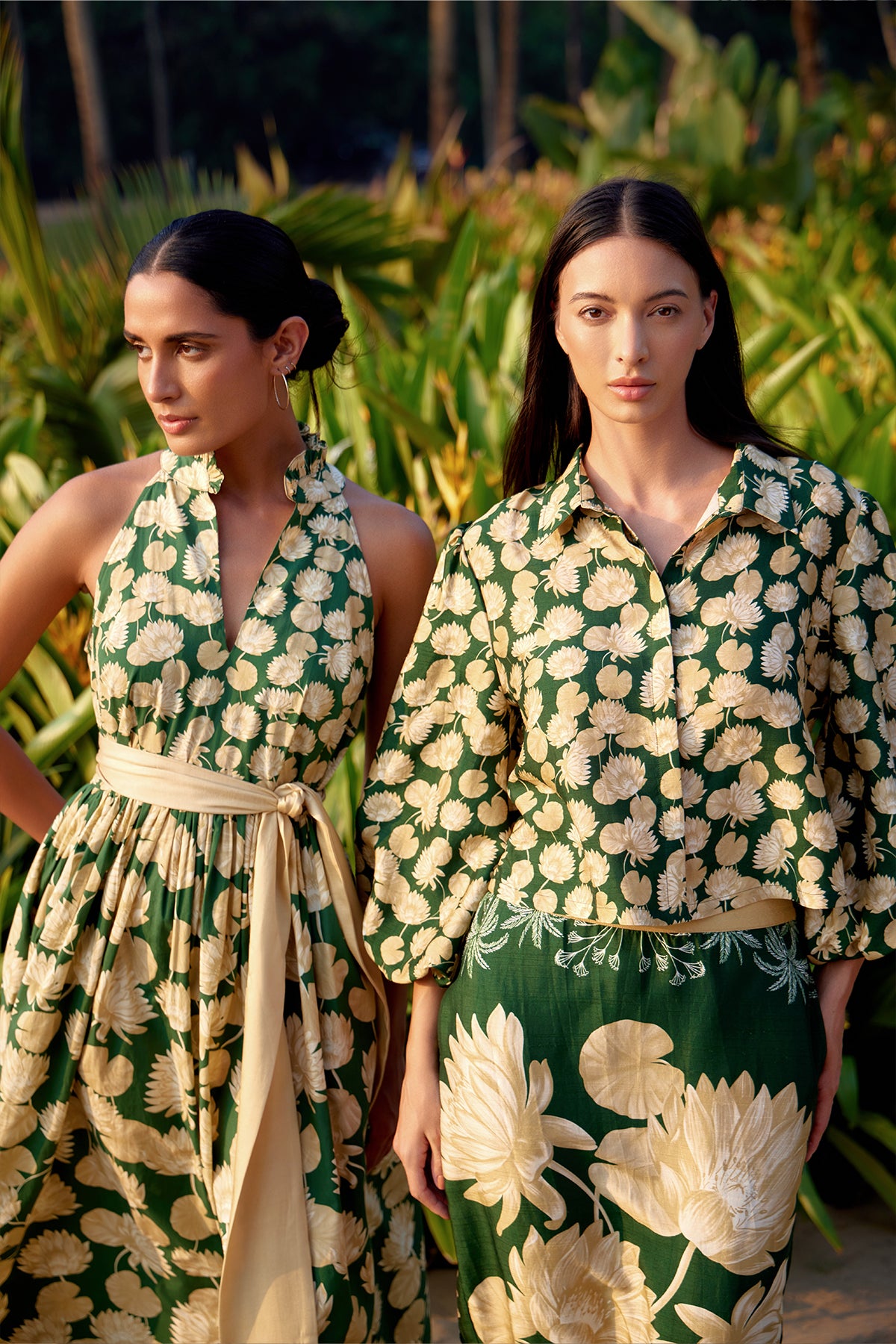 green and yellow water lily top and skirt