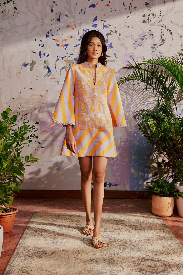 lilac rust mini kaftan